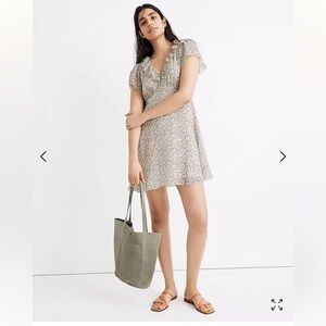 Madewell Silk Ruffle-Neck Mini Dress